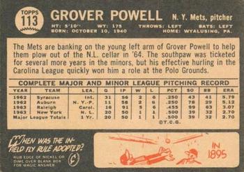 1964 Topps Venezuelan #113 Grover Powell Back