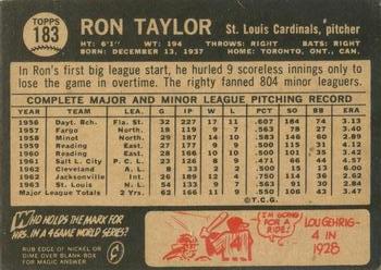 1964 Topps Venezuelan #183 Ron Taylor Back