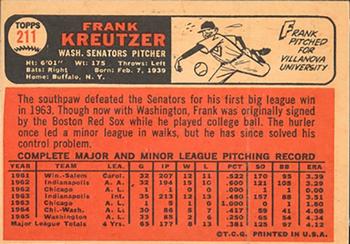 1966 Topps Venezuelan #211 Frank Kreutzer Back
