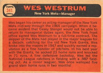 1966 Topps Venezuelan #341 Wes Westrum Back