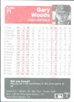1985 Fleer #71 Gary Woods Back