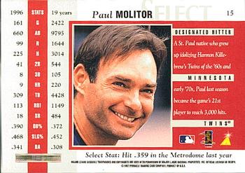 1997 Select #15 Paul Molitor Back