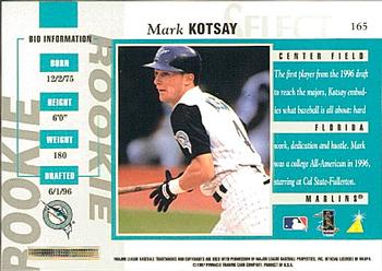 1997 Select #165 Mark Kotsay Back