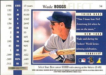 1997 Select #34 Wade Boggs Back