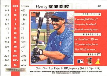 1997 Select #40 Henry Rodriguez Back