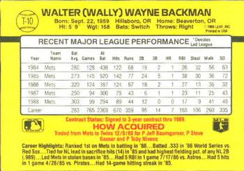 1989 Donruss Traded #T-10 Wally Backman Back