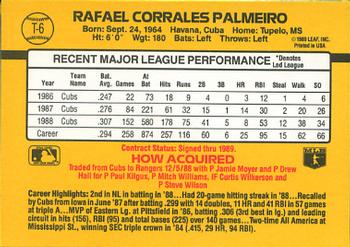 1989 Donruss Traded #T-6 Rafael Palmeiro Back