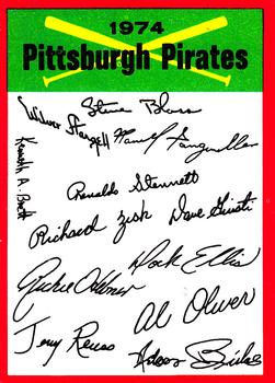 1974 Topps - Team Checklists #NNO Pittsburgh Pirates Front