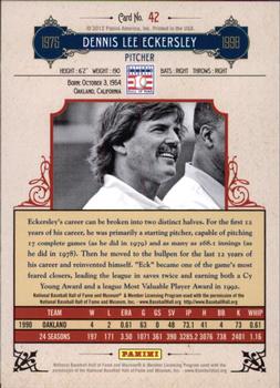 2012 Panini Cooperstown - Crystal Collection Red #42 Dennis Eckersley Back