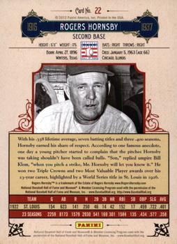 2012 Panini Cooperstown - Crystal Collection Blue #22 Rogers Hornsby Back