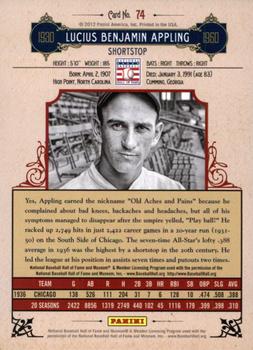 2012 Panini Cooperstown - Crystal Collection Blue #74 Luke Appling Back