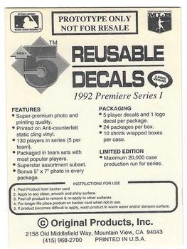 1992 High 5 Reusable Decals #NNO Cal Ripken Jr. Back