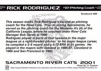 2001 Grandstand Sacramento River Cats #29 Rick Rodriguez Back