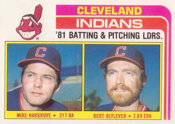 1982 Topps - Team Leaders / Checklists #559 Indians Leaders / Checklist (Mike Hargrove / Bert Blyleven) Front