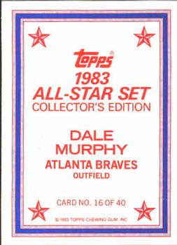 1983 Topps - 1983 All-Star Set Collector's Edition (Glossy Send-Ins) #16 Dale Murphy Back