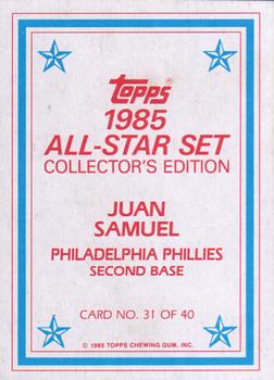 1985 Topps - 1985 All-Star Set Collector's Edition (Glossy Send-Ins) #31 Juan Samuel Back