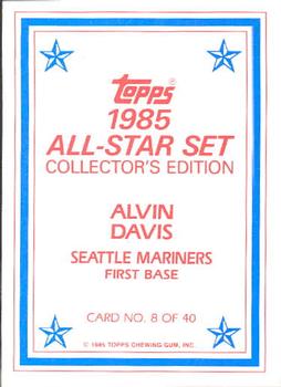 1985 Topps - 1985 All-Star Set Collector's Edition (Glossy Send-Ins) #8 Alvin Davis Back