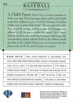 1994 Upper Deck Baseball: The American Epic #BC3 Babe Ruth Back