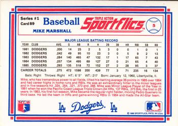1986 Sportflics #89 Mike Marshall Back