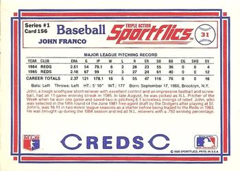 1986 Sportflics #156 John Franco Back
