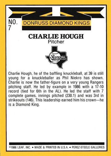 1987 Donruss - Super Diamond Kings #7 Charlie Hough Back