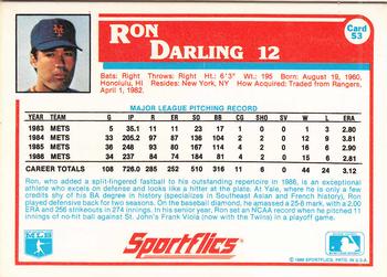 1987 Sportflics #53 Ron Darling Back