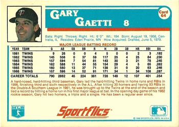 1987 Sportflics #64 Gary Gaetti Back