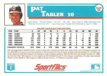 1987 Sportflics #66 Pat Tabler Back