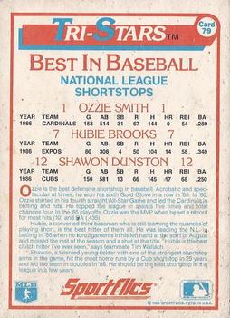 1987 Sportflics #79 Ozzie Smith / Hubie Brooks / Shawon Dunston Back