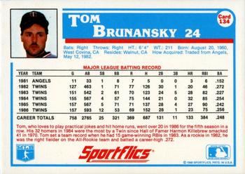 1987 Sportflics #134 Tom Brunansky Back