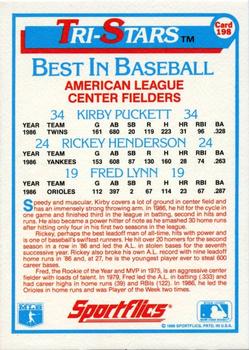 1987 Sportflics #198 Kirby Puckett / Rickey Henderson / Fred Lynn Back