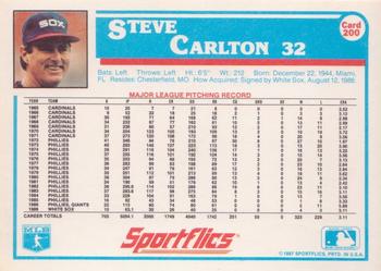 1987 Sportflics #200 Steve Carlton Back