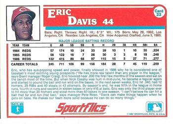 1987 Sportflics #22 Eric Davis Back