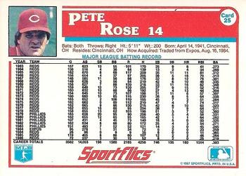 1987 Sportflics #25 Pete Rose Back