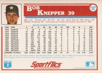 1987 Sportflics #29 Bob Knepper Back