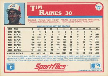 1987 Sportflics #34 Tim Raines Back