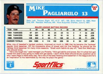 1987 Sportflics #55 Mike Pagliarulo Back