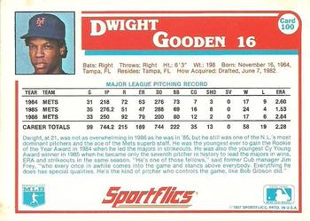1987 Sportflics #100 Dwight Gooden Back