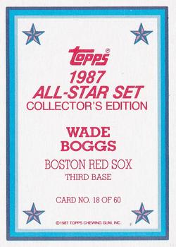 1987 Topps - 1987 All-Star Set Collector's Edition (Glossy Send-Ins) #18 Wade Boggs Back