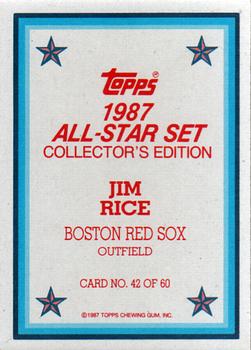 1987 Topps - 1987 All-Star Set Collector's Edition (Glossy Send-Ins) #42 Jim Rice Back