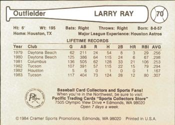1984 Cramer Tucson Toros #70 Larry Ray Back