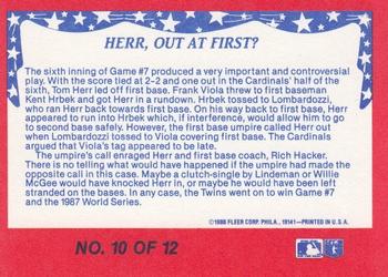 1988 Fleer - World Series #10 Herr, Out at First? Back