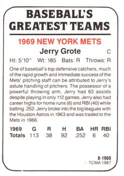 1987 TCMA 1969 New York Mets #8 Jerry Grote Back