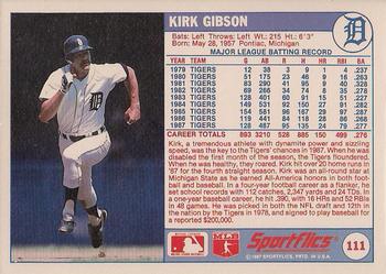 1988 Sportflics #111 Kirk Gibson Back