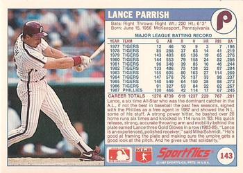 1988 Sportflics #143 Lance Parrish Back