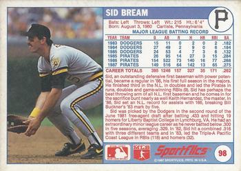 1988 Sportflics #98 Sid Bream Back