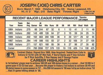 1989 Donruss - Bonus MVP's #BC-3 Joe Carter Back