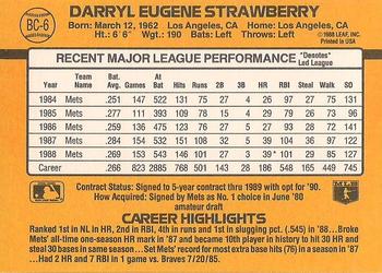 1989 Donruss - Bonus MVP's #BC-6 Darryl Strawberry Back
