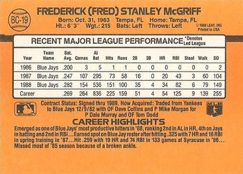 1989 Donruss - Bonus MVP's #BC-19 Fred McGriff Back