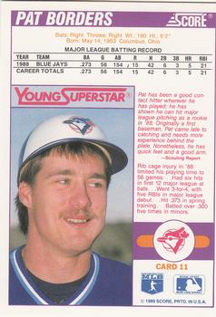 1989 Score - Young Superstars 1 #11 Pat Borders Back